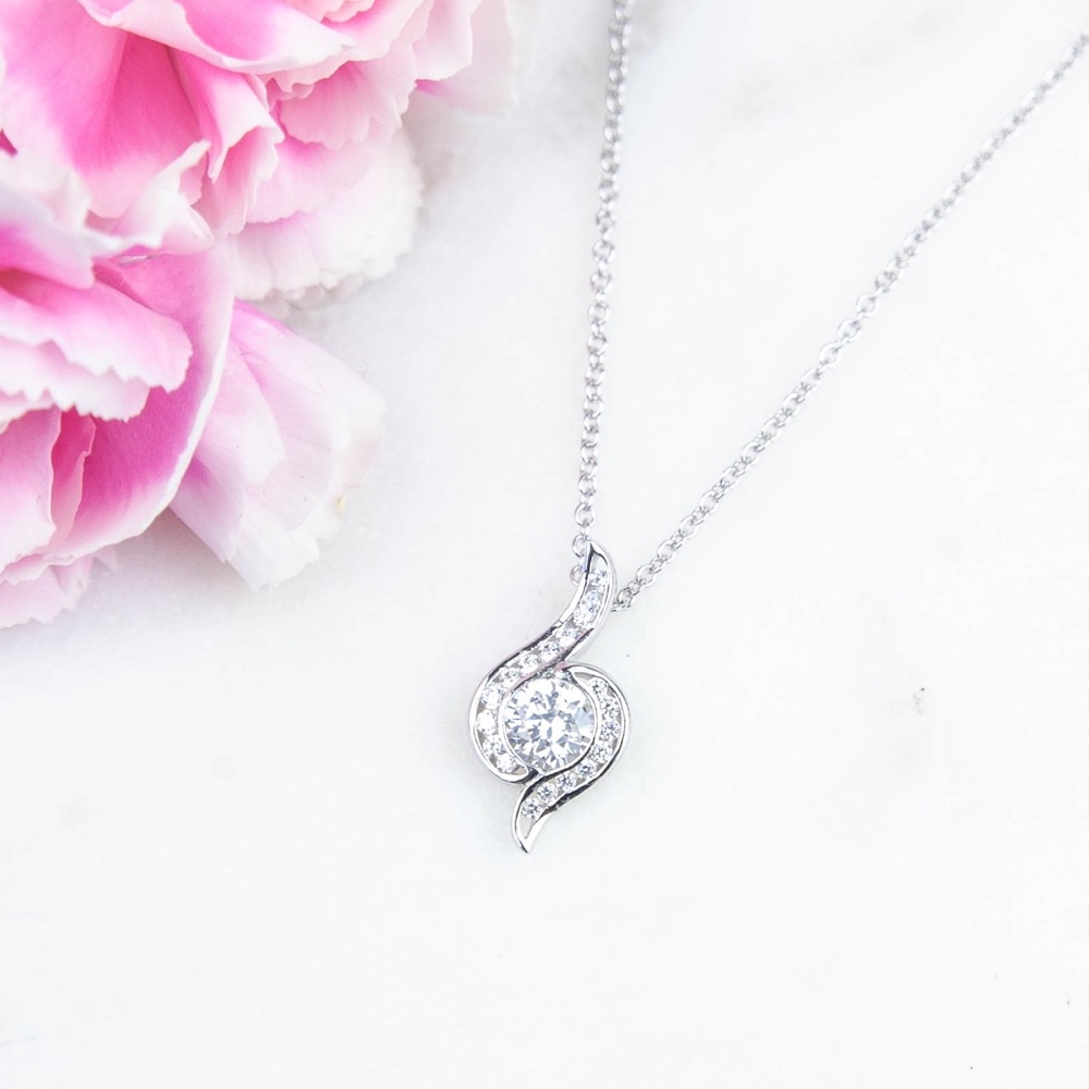 Cubic Zirconia Pendant Necklace | Swirl